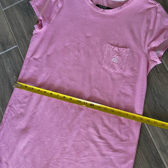 Lauren Polo Pink and White Striped Tee Shirt Dress Size Medium 🌿 - Picture 6 of 7